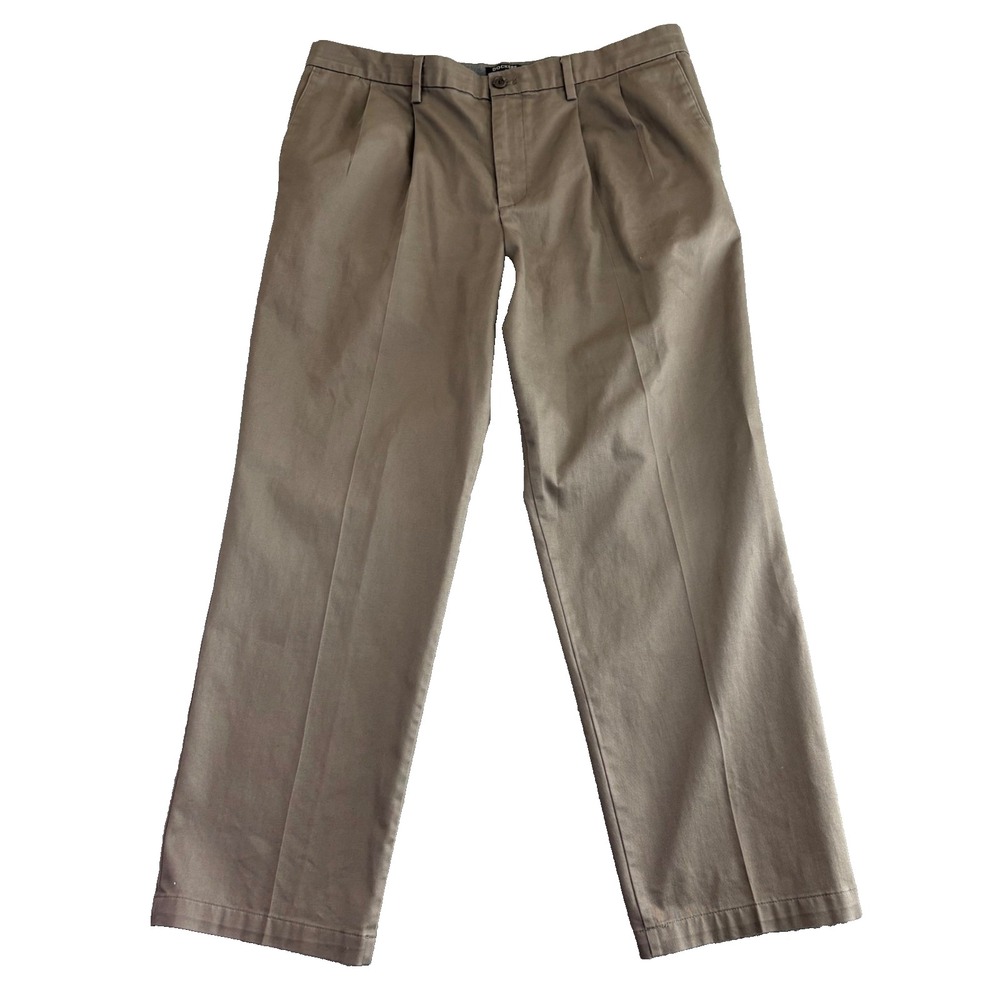 Dockers Mens 38x32 Classic Fit Flat Front Pants Khaki Stain Defender‎ Workwear